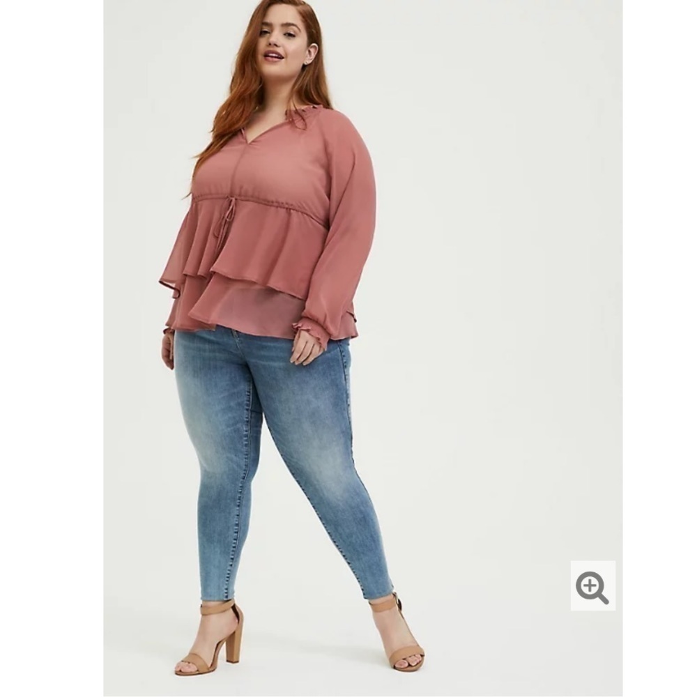 Torrid Dusty Rose Chiffon Double Layer Blouse Size 3X